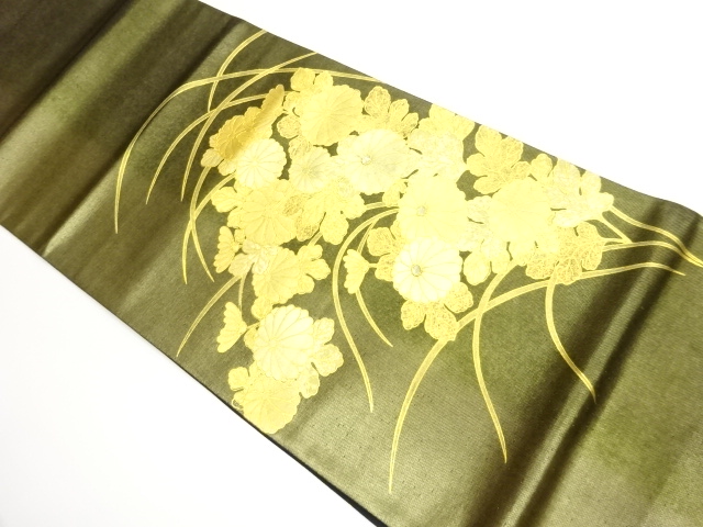 JAPANESE FUKURO OBI / KINSAI / SHELL INLAY / KIKU